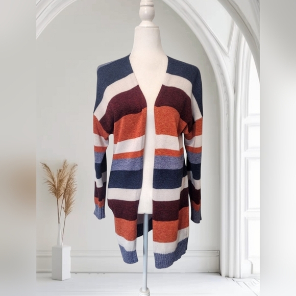 Ecowish Sweaters - Ecowish Women's Striped Open Front Cardigan Size Medium